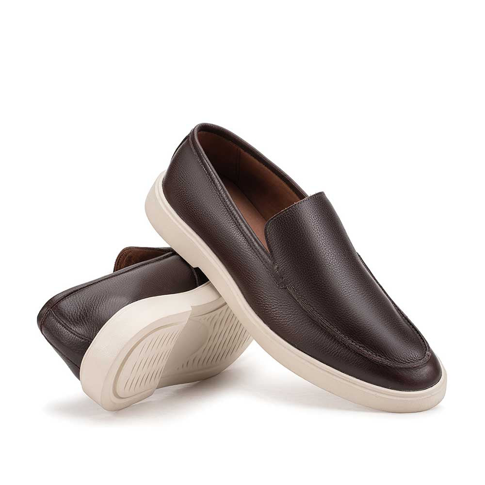 Mocassim Masculino Casual Fascar LITE Marrom em Couro