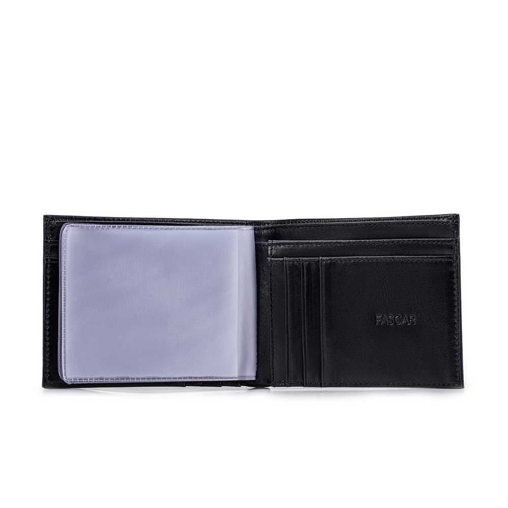 Carteira Masculina Fascar Preta Em Couro Com Proteção Rfid