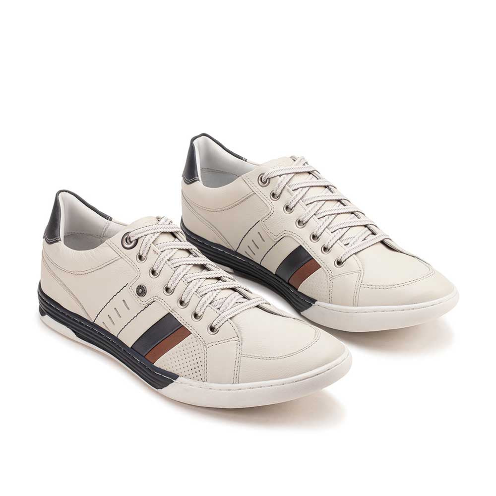 Sapatênis Masculino Casual Fascar Branco Em Couro