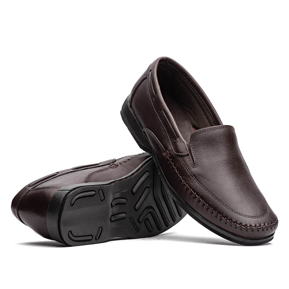 Mocassim Masculino Casual Marrom Em Couro