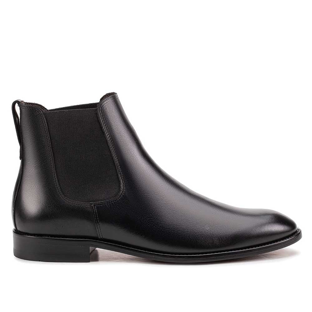 Bota Masculina Social Fascar Chelsea Preta em Couro