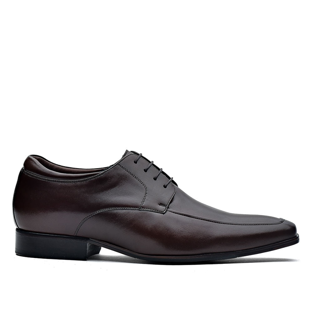 Sapato Masculino Social Fascar Airtech Derby Marrom Em Couro