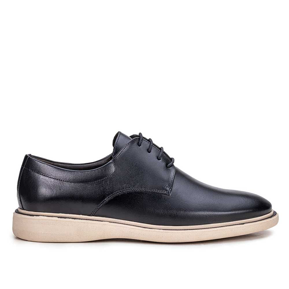 Sapato Masculino Casual Derby Fascar Mafra Preto Em Couro