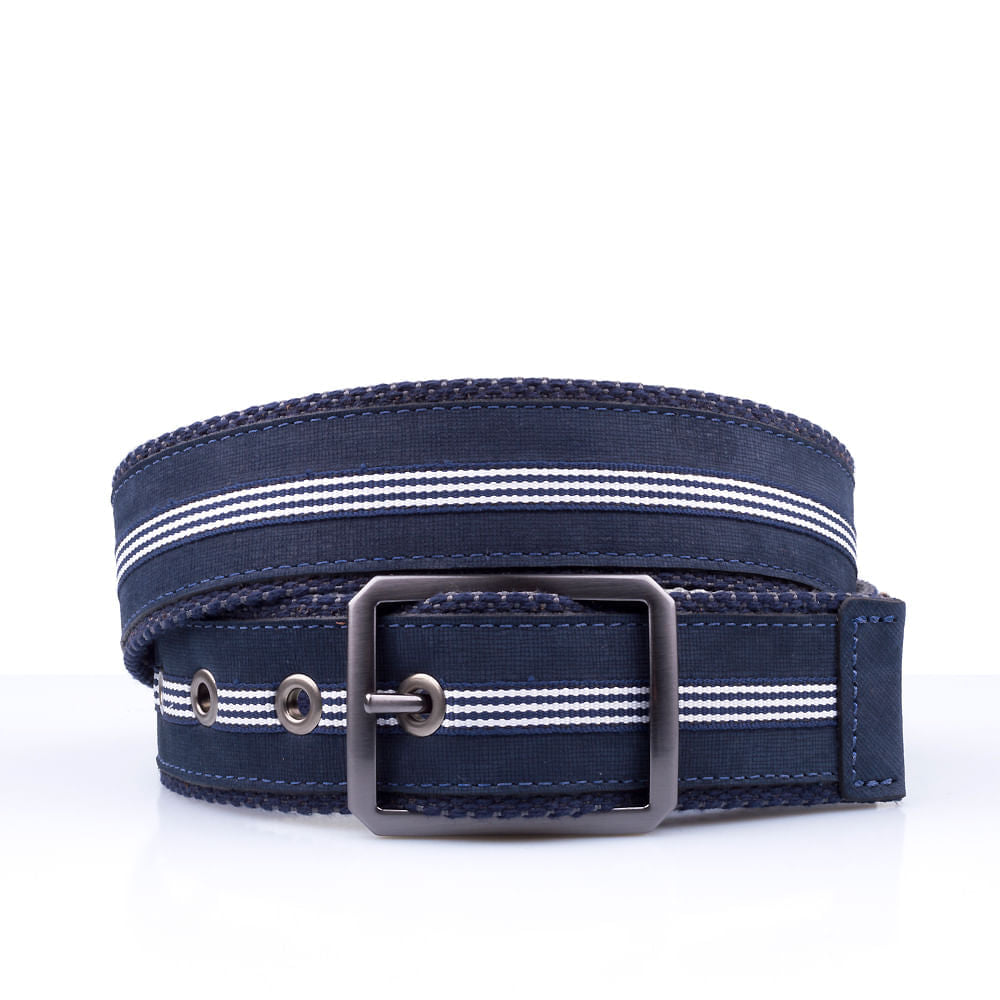Cinto Masculino Casual Fascar Dupla Face Em Couro e Lona