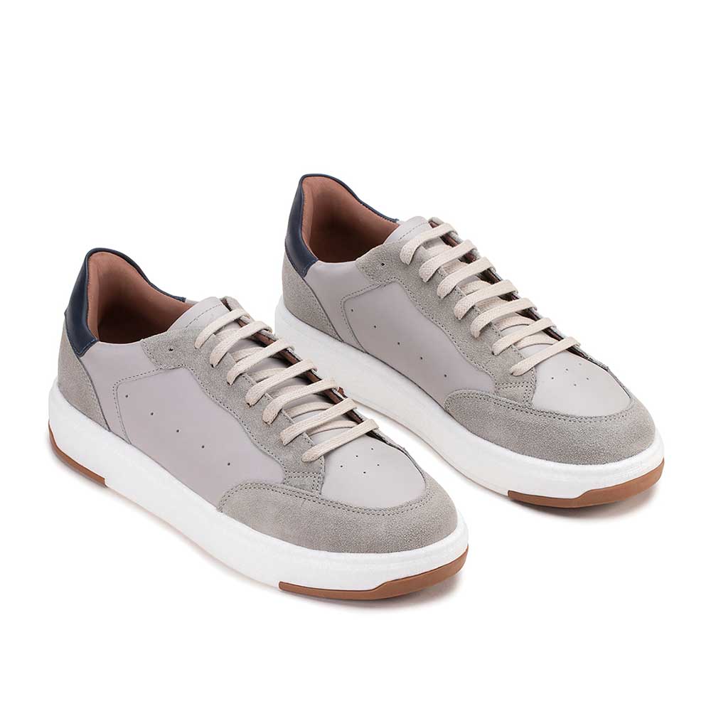 Tênis Masculino Casual Fascar Cinza Em Couro