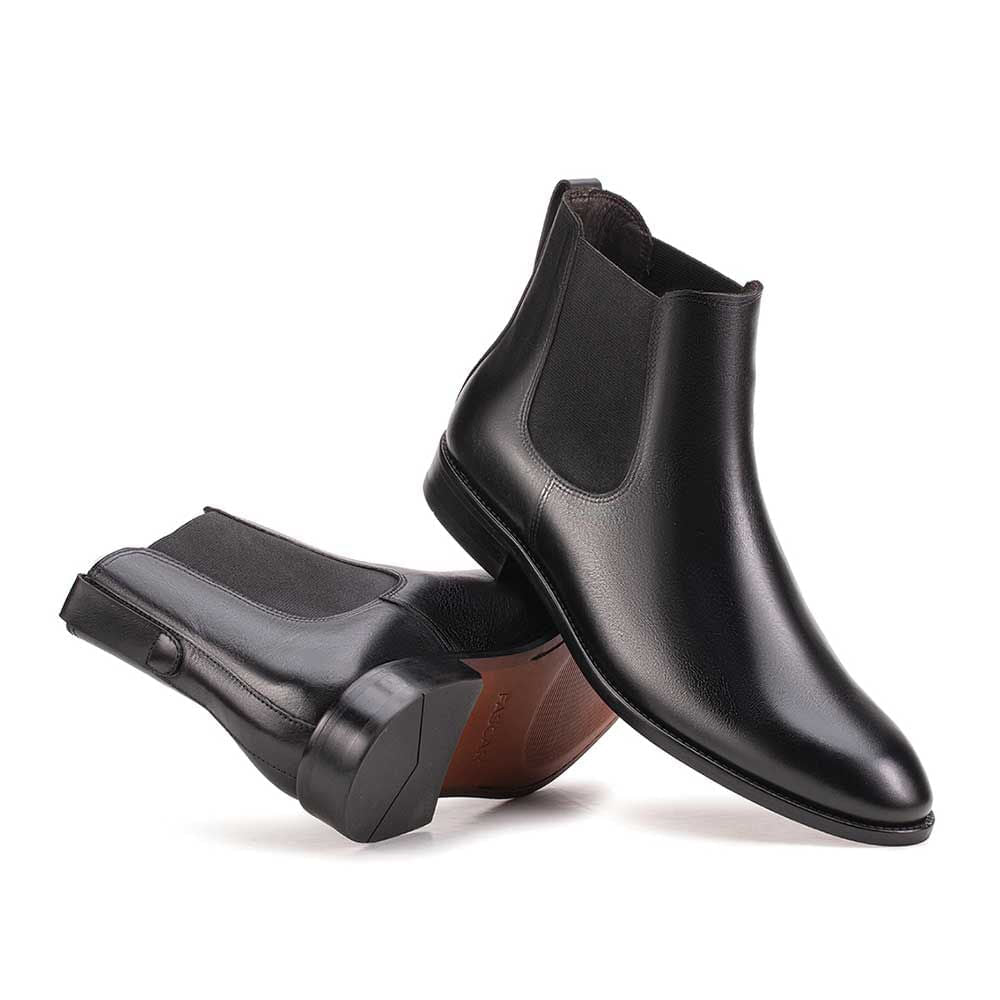 Bota Masculina Social Fascar Chelsea Preta em Couro