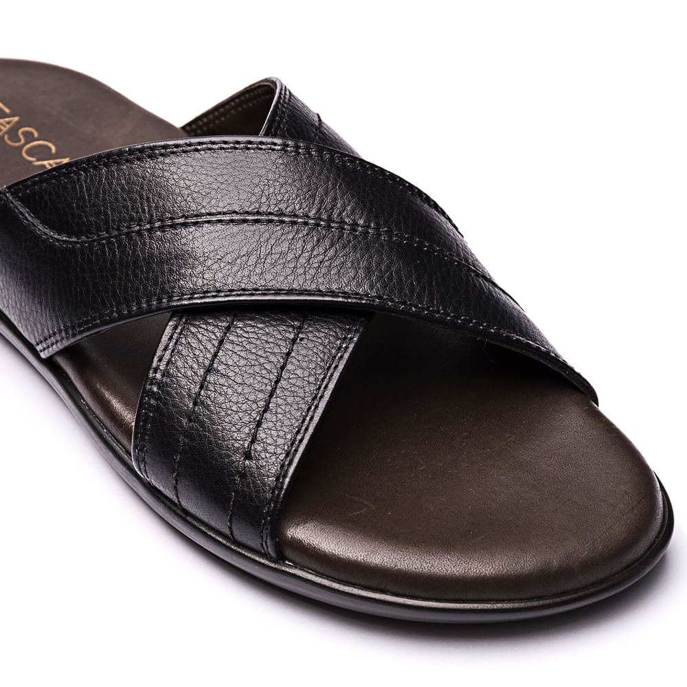 Chinelo Masculino Fascar Lite Preto em Couro