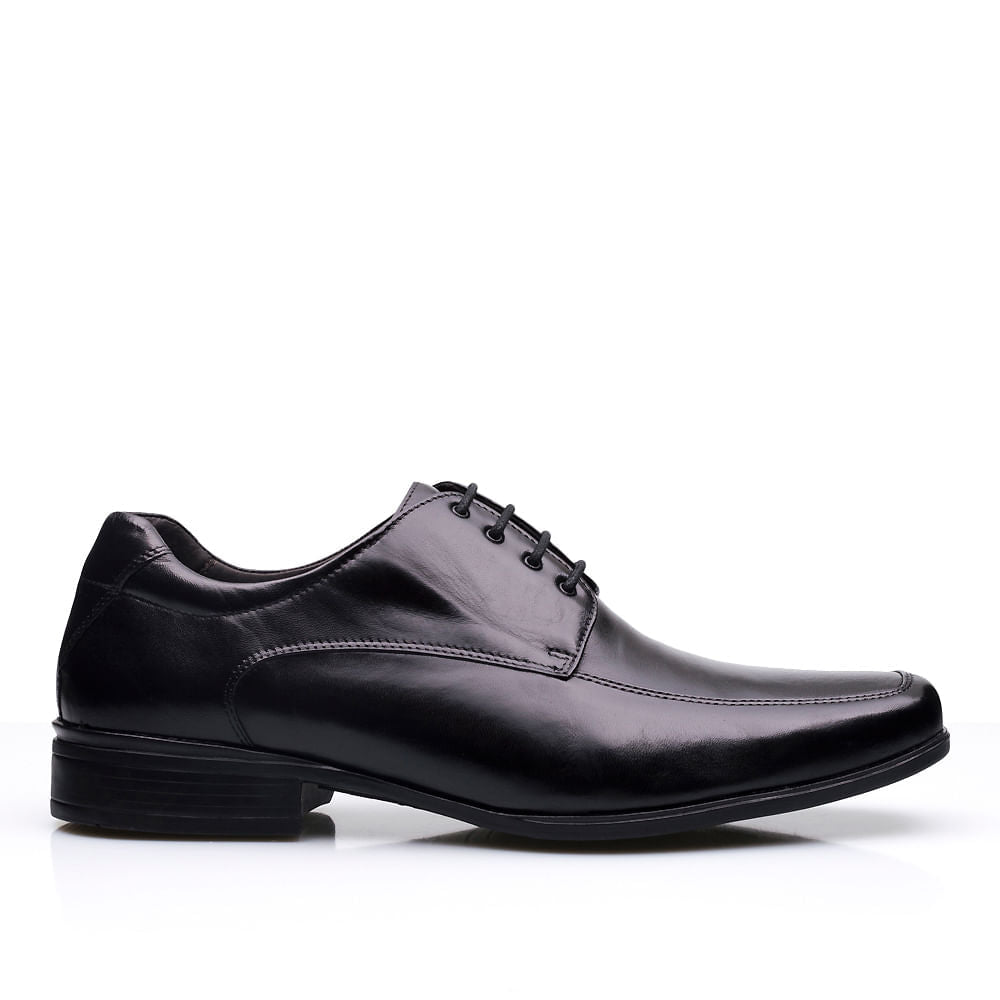 Sapato Masculino Social Fascar Active Air Flow Derby Preto Em Couro