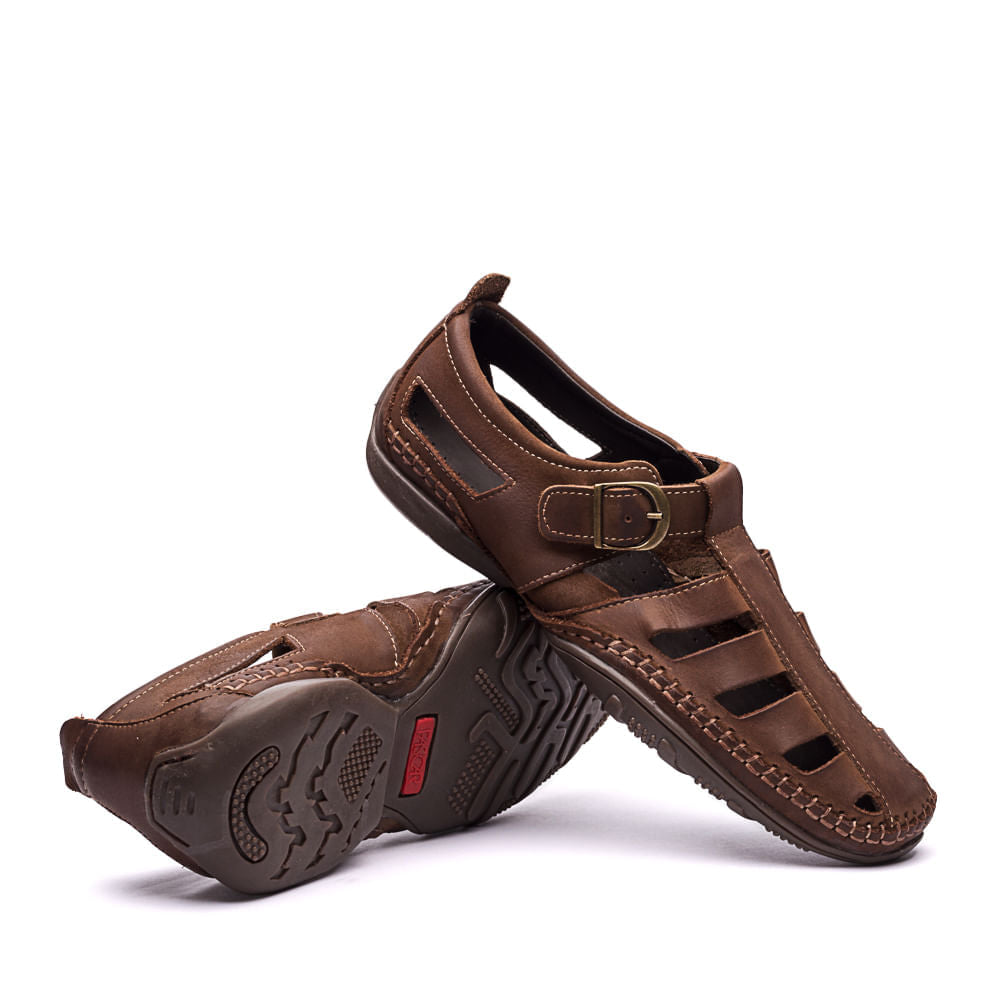 Sandália Masculina Fascar Marrom Em Couro