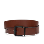 Cinto Masculino Casual Fascar Dupla Face Marrom Em Couro