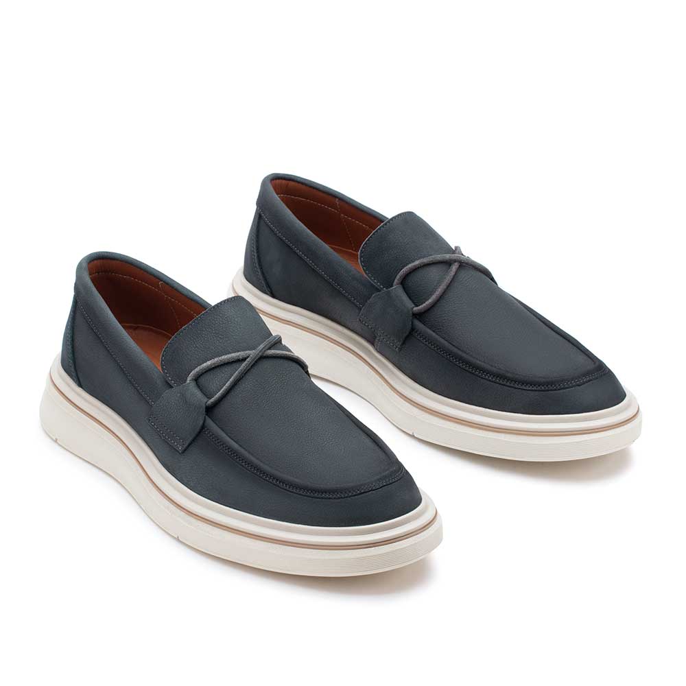 Mocassim Masculino Casual Fascar Cinza em Couro