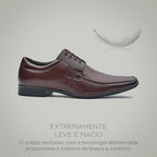 Sapato Masculino Social Fascar Lite Derby Marrom Em Couro