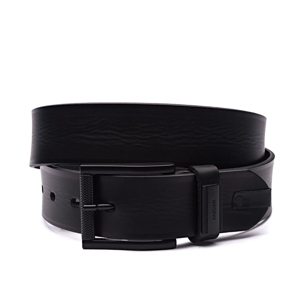 Cinto Masculino Casual Fascar Preto Em Couro