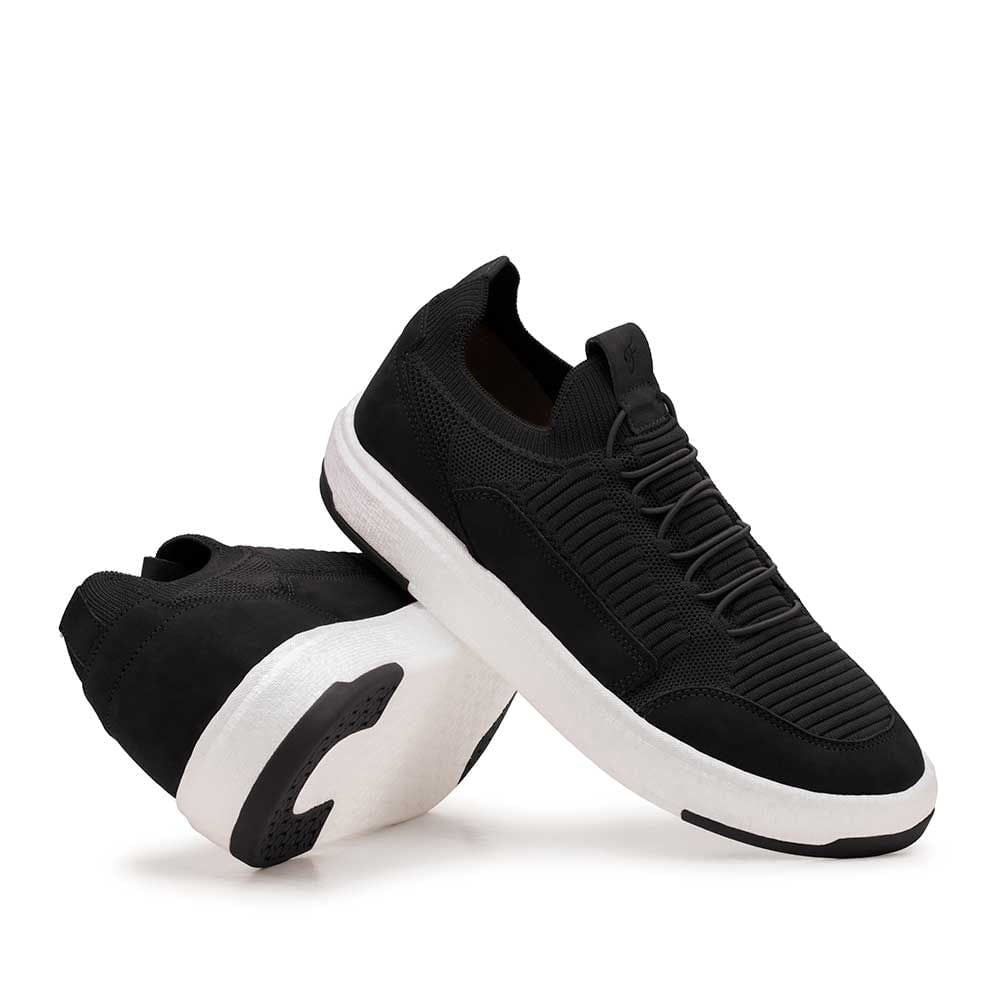 Tênis Masculino Casual Fascar Izi Preto Em Knit