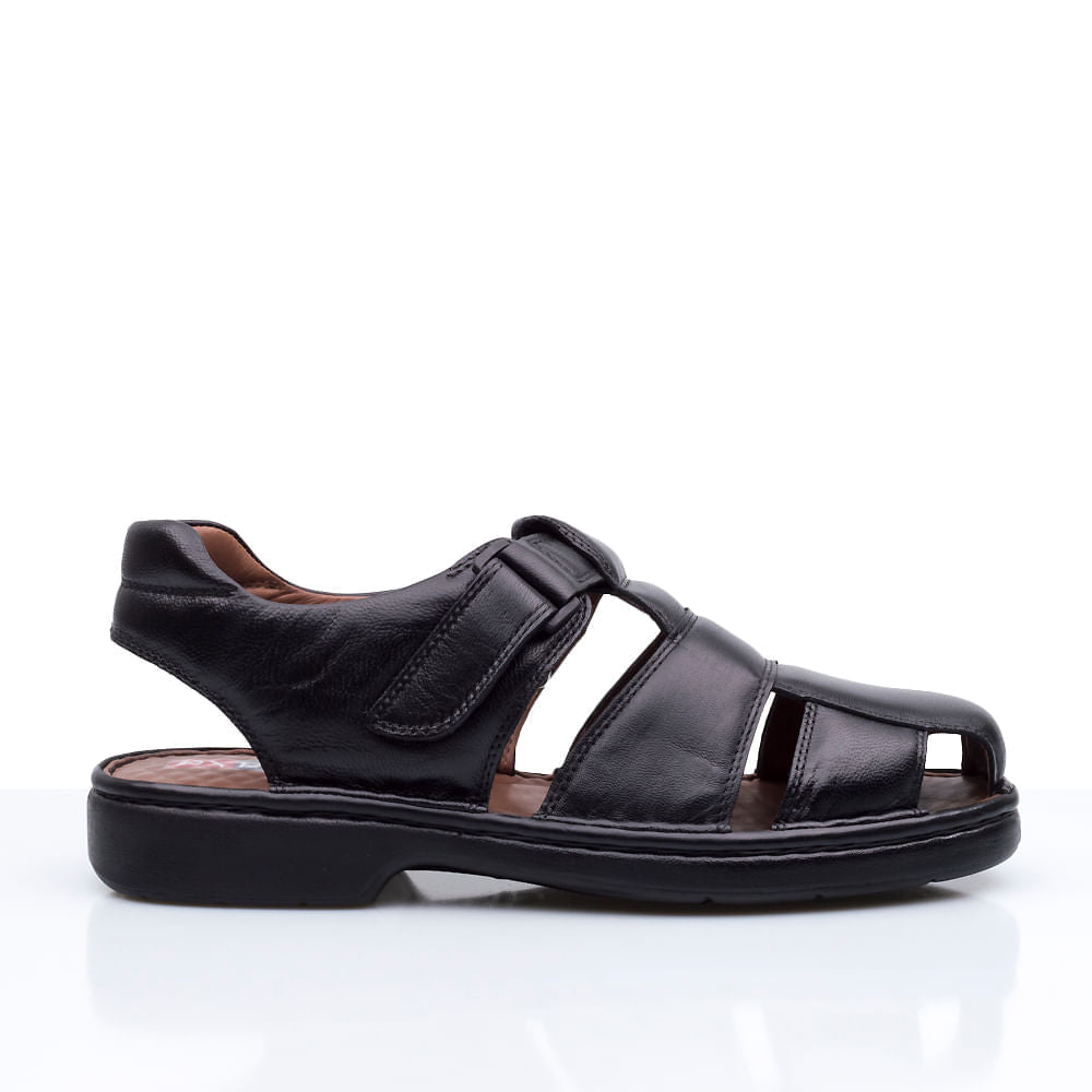 Sandália Masculina Fascar Lite Preta Em Couro