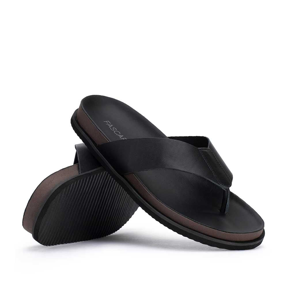 Chinelo Masculino Fascar LITE Preto em Couro