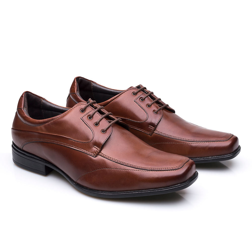 Sapato Social Derby Em Couro Alto Conforto Tamanho Marrom Grande-Active Air Flow
