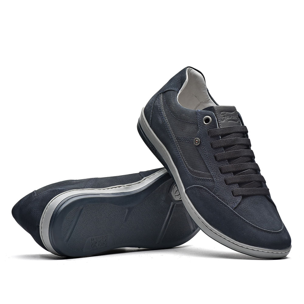 Sapatênis Masculino Casual Fascar Izi Azul-Marinho Em Couro