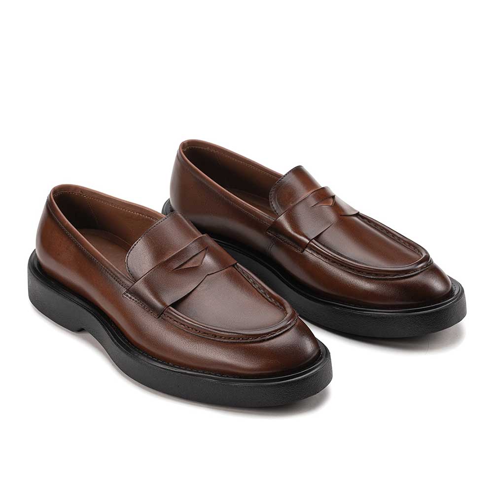 Mocassim Masculino Social Fascar LITE Penny Loafer Marrom em Couro