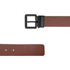 Cinto Masculino Casual Fascar Dupla Face Marrom Em Couro