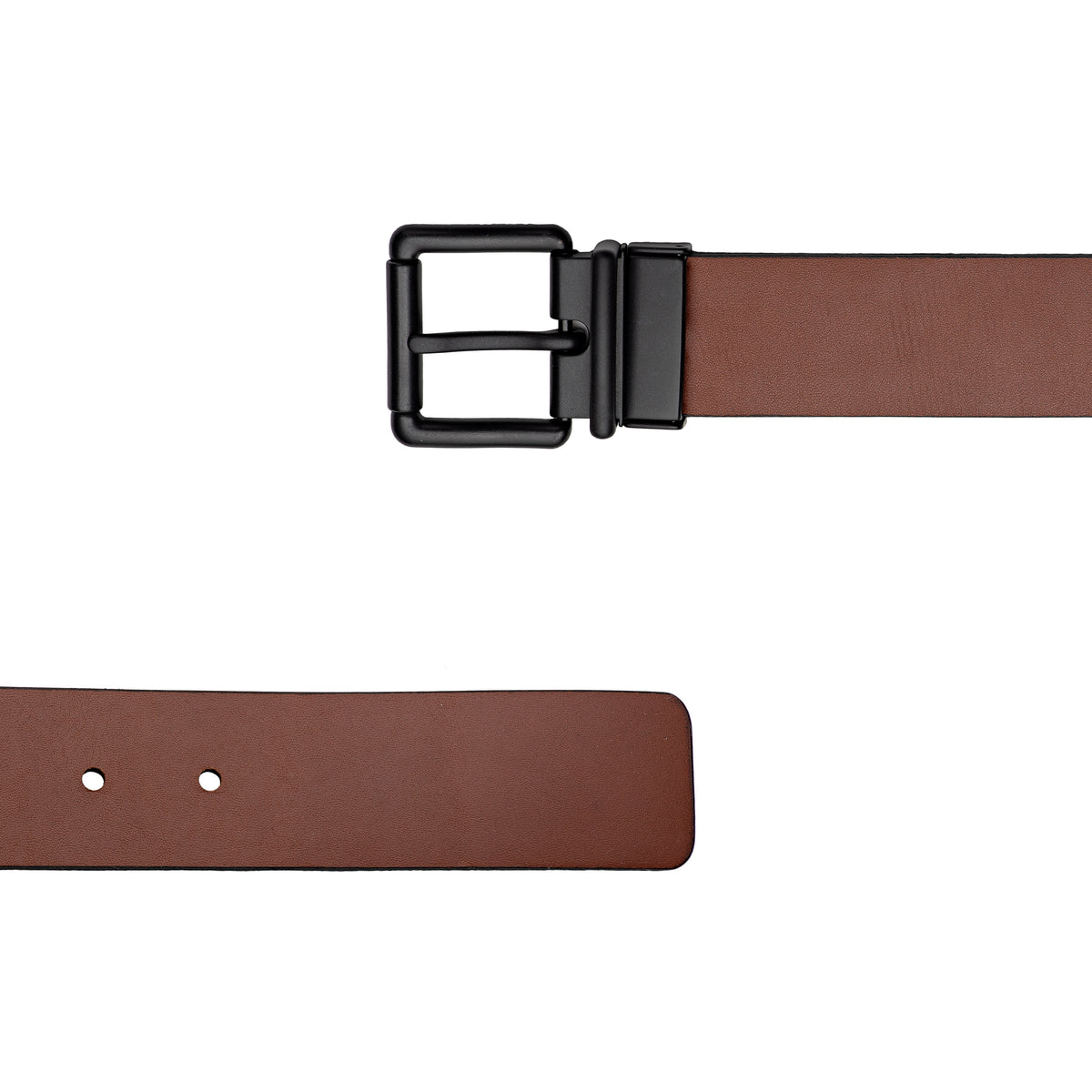 Cinto Masculino Casual Fascar Dupla Face Marrom Em Couro