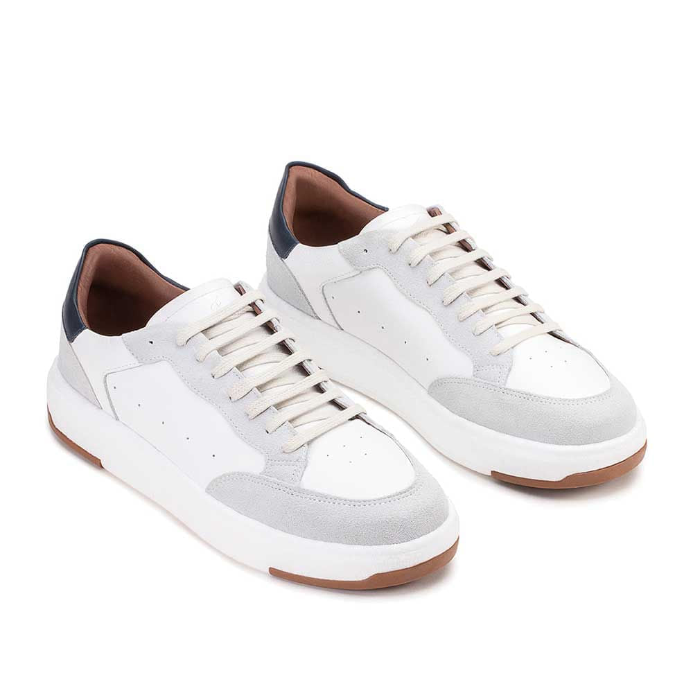 Tênis Masculino Casual Fascar Branco Em Couro