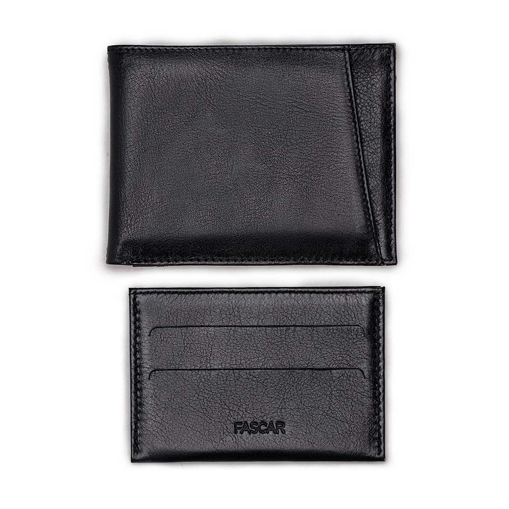 Carteira Masculina Fascar Preta Em Couro Com Proteção Rfid