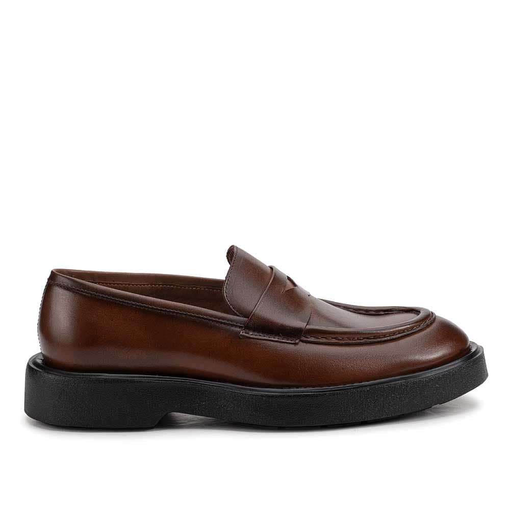 Mocassim Masculino Social Fascar LITE Penny Loafer Marrom em Couro