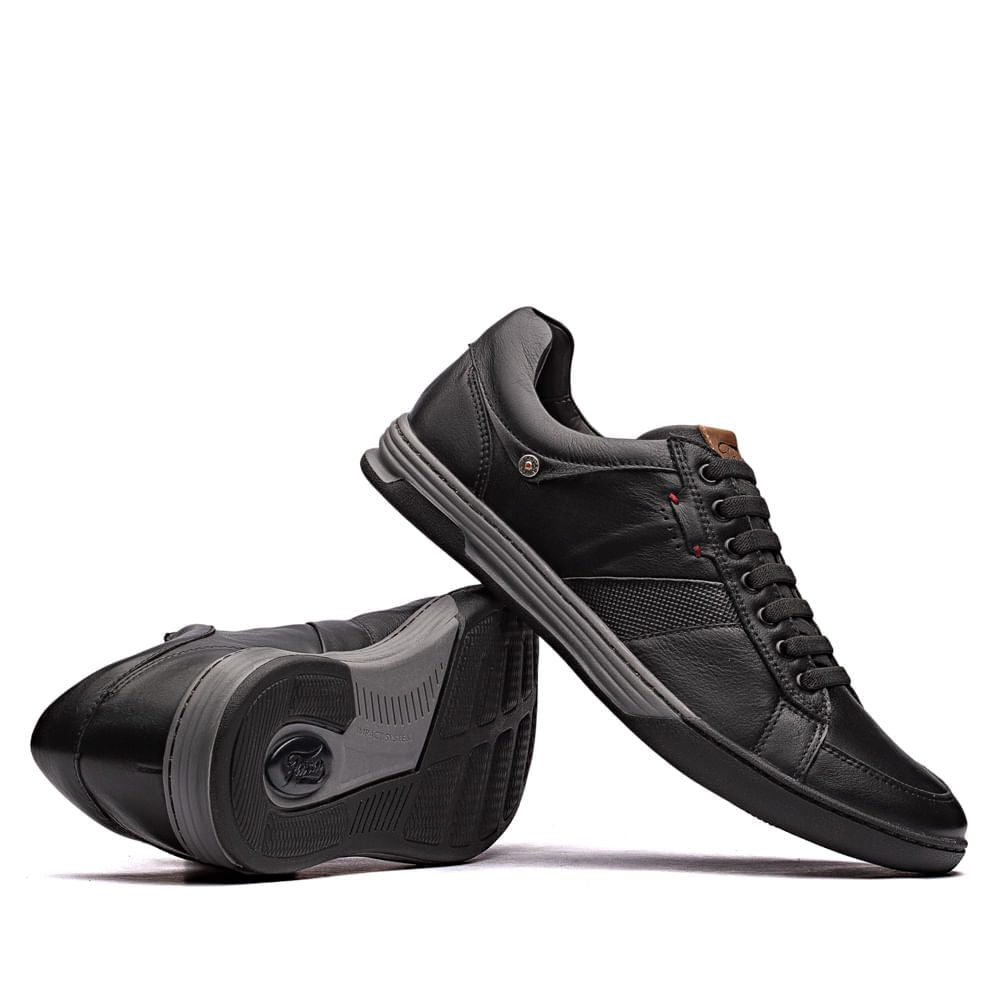 Sapatênis Masculino Casual Fascar Izi Preto Em Couro