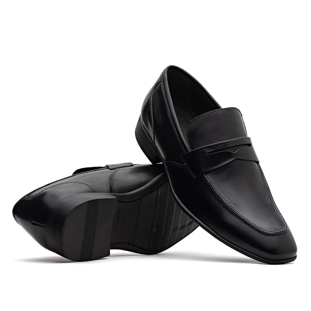 Mocassim Masculino Social Fascar Penny Loafer Preto Em Couro