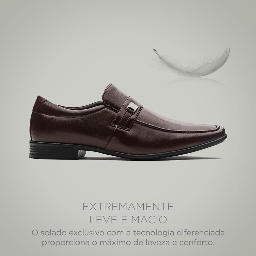 Sapato Masculino Social Fascar Lite Derby Marrom Em Couro