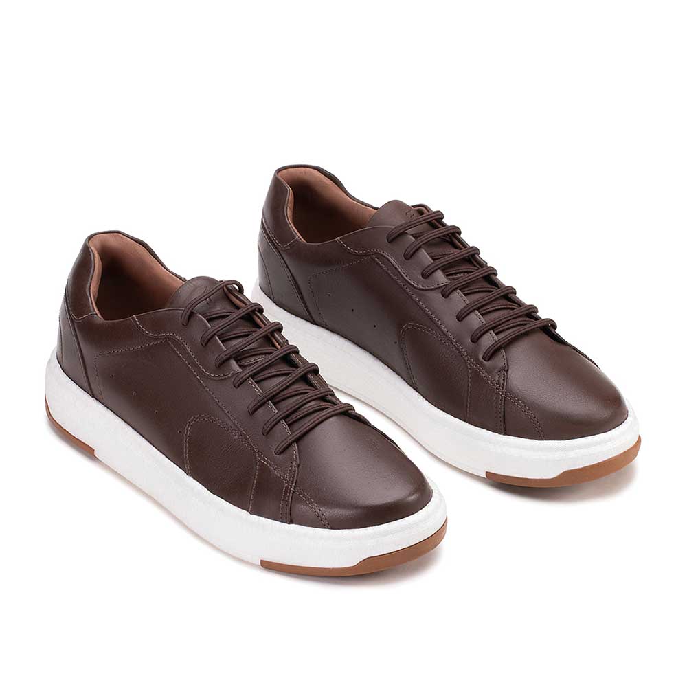 Tênis Masculino Casual Fascar IZI Marrom Em Couro