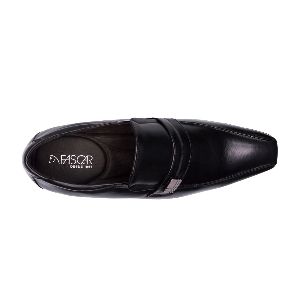 Mocassim Masculino Social Fascar Preto Em Couro