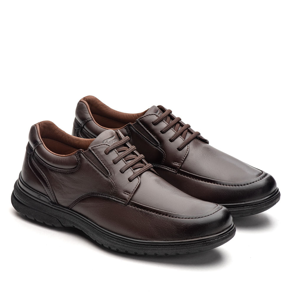 Sapato Masculino Social Derby Fascar Izi Marrom Em Couro