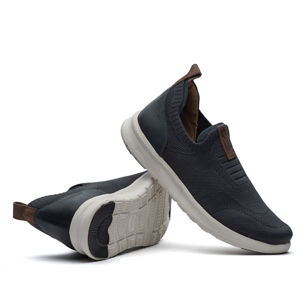 Tênis Masculino Casual Fascar Lite Cinza Em Knit