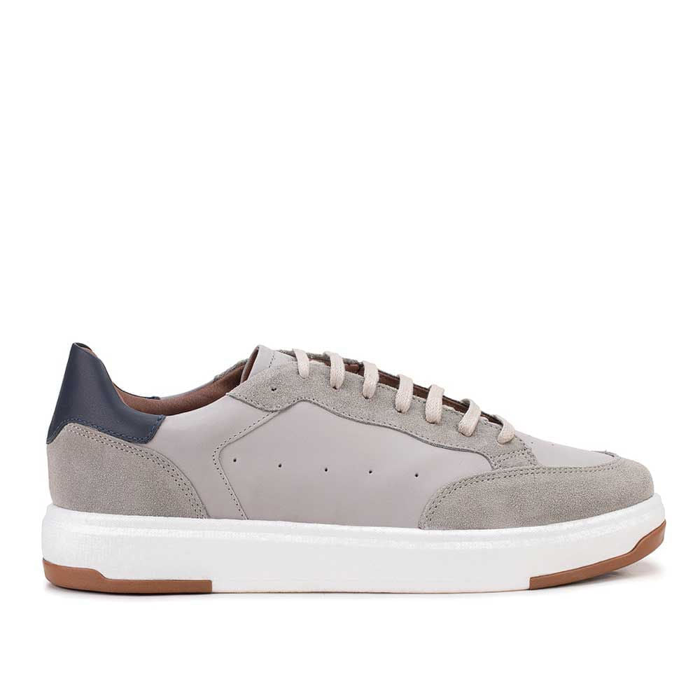 Tênis Masculino Casual Fascar Cinza Em Couro