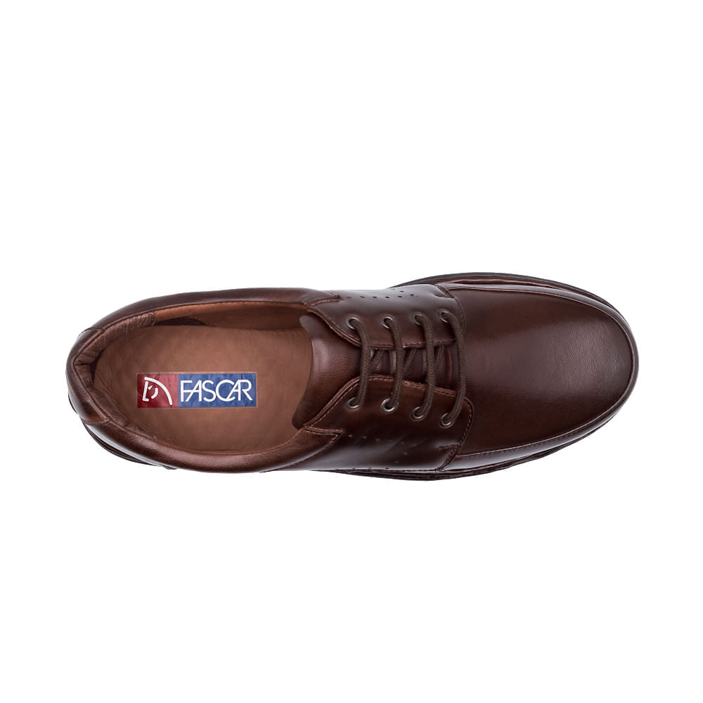 Sapato Masculino Social Fascar Lite Derby Marrom Em Couro