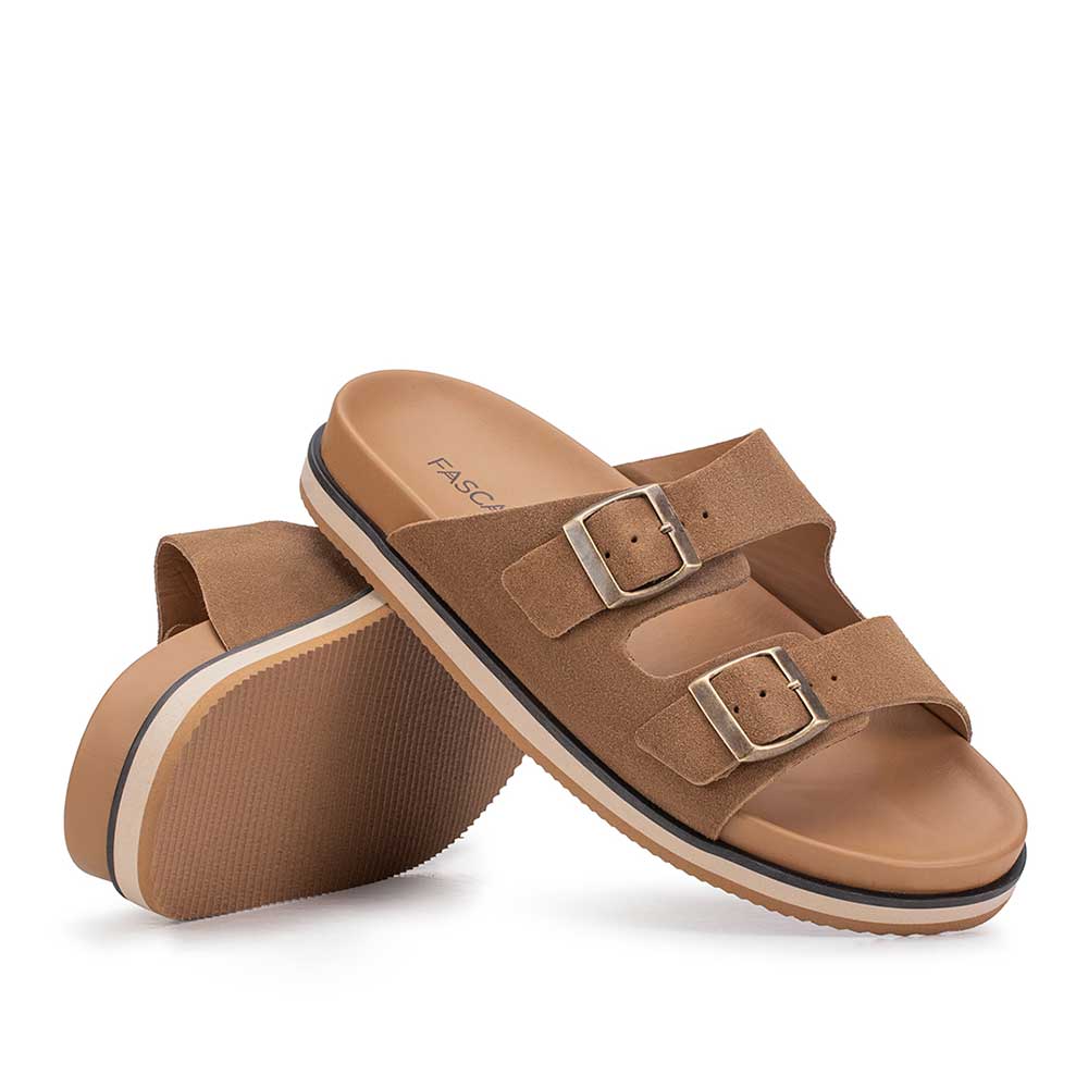 Chinelo Masculino Fascar Marrom Em Couro