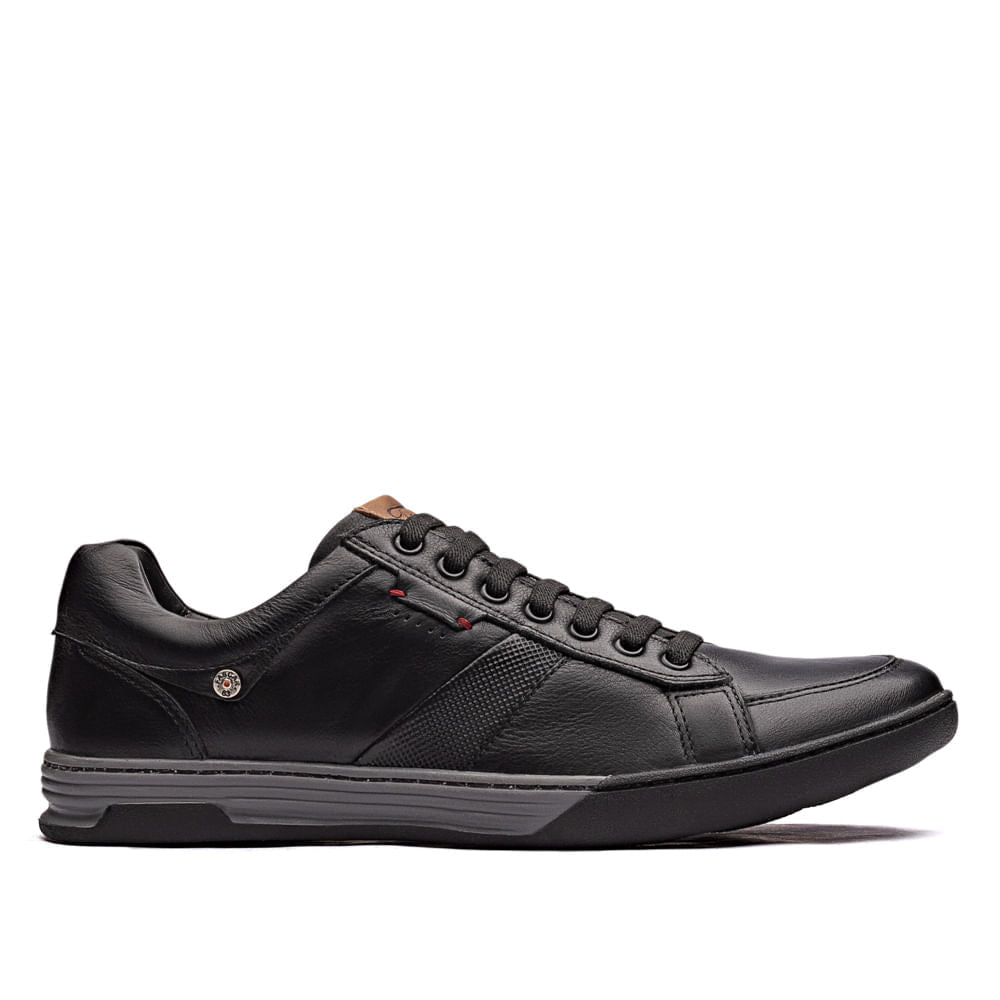 Sapatênis Masculino Casual Fascar Izi Preto Em Couro