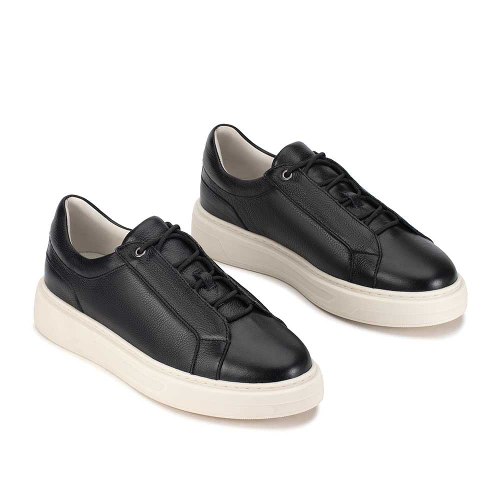 Tênis Masculino Casual Fascar Preto em Couro