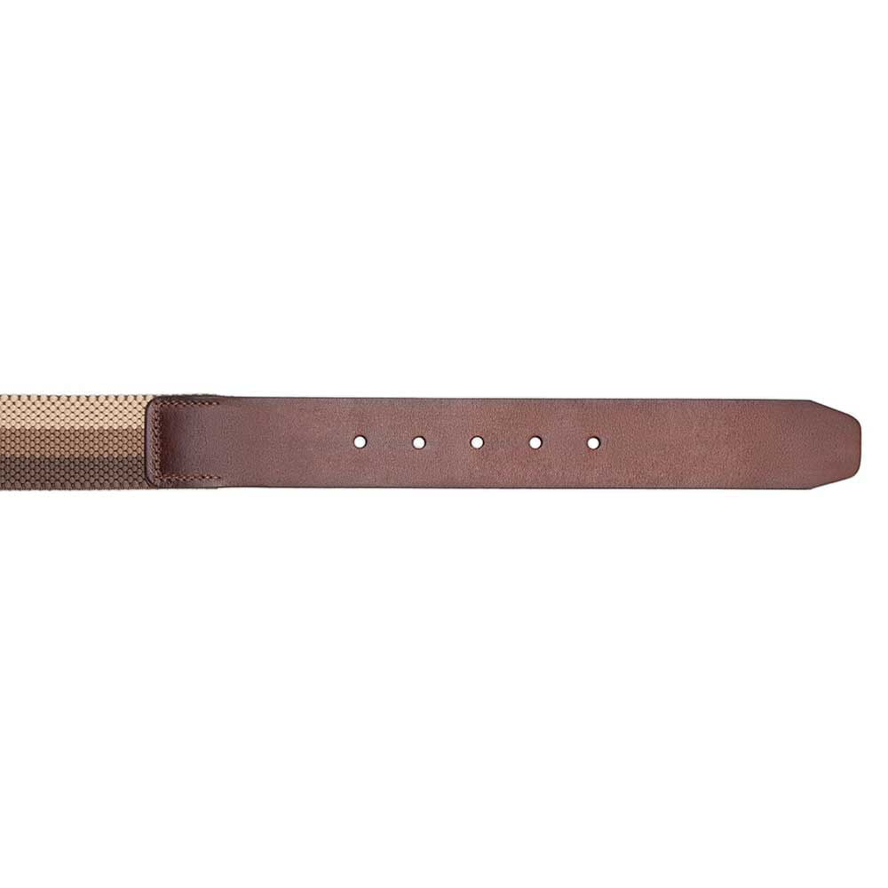 Cinto Masculino Casual Fascar Bege Em Lona Flexível e Couro