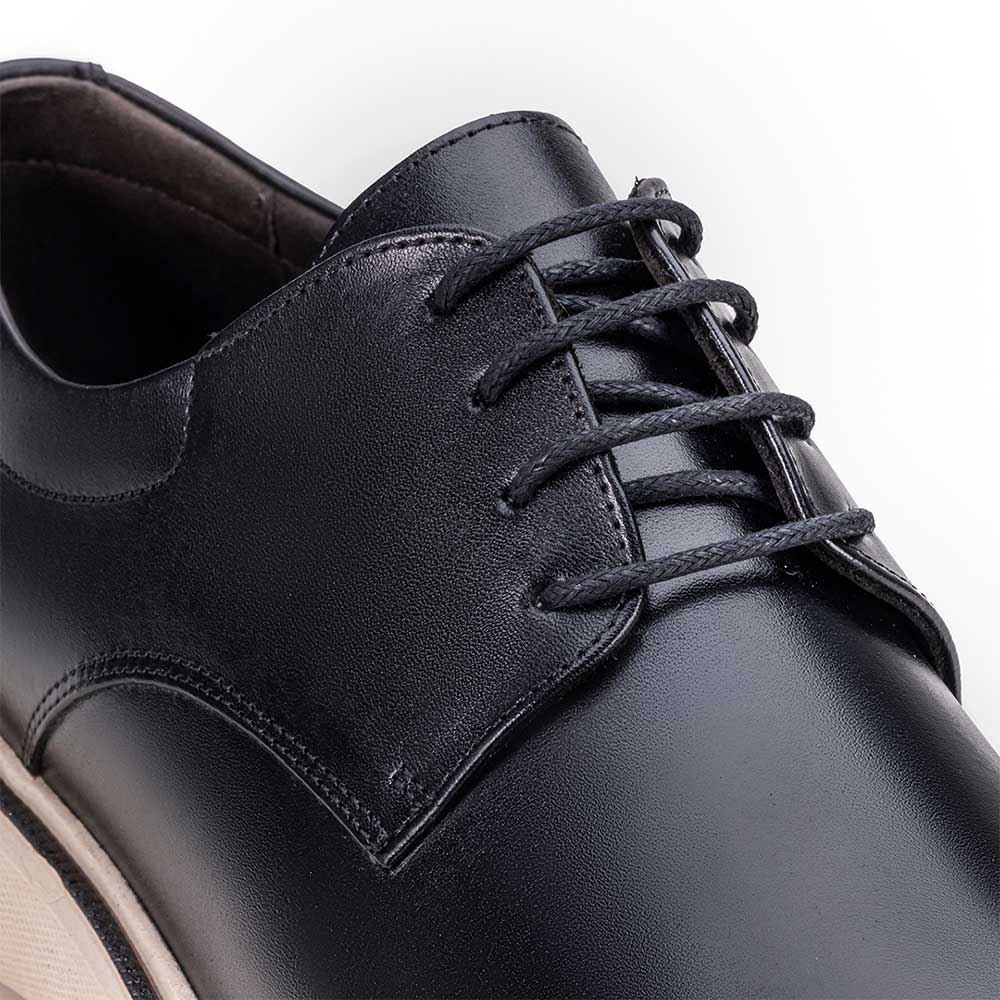 Sapato Masculino Casual Derby Fascar Mafra Preto Em Couro