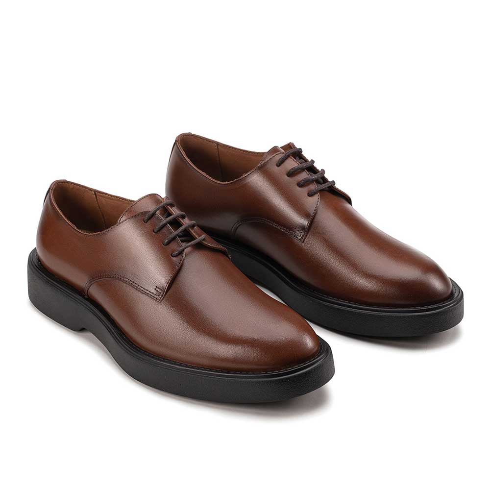 Sapato Masculino Casual Derby Fascar LITE Marrom em Couro