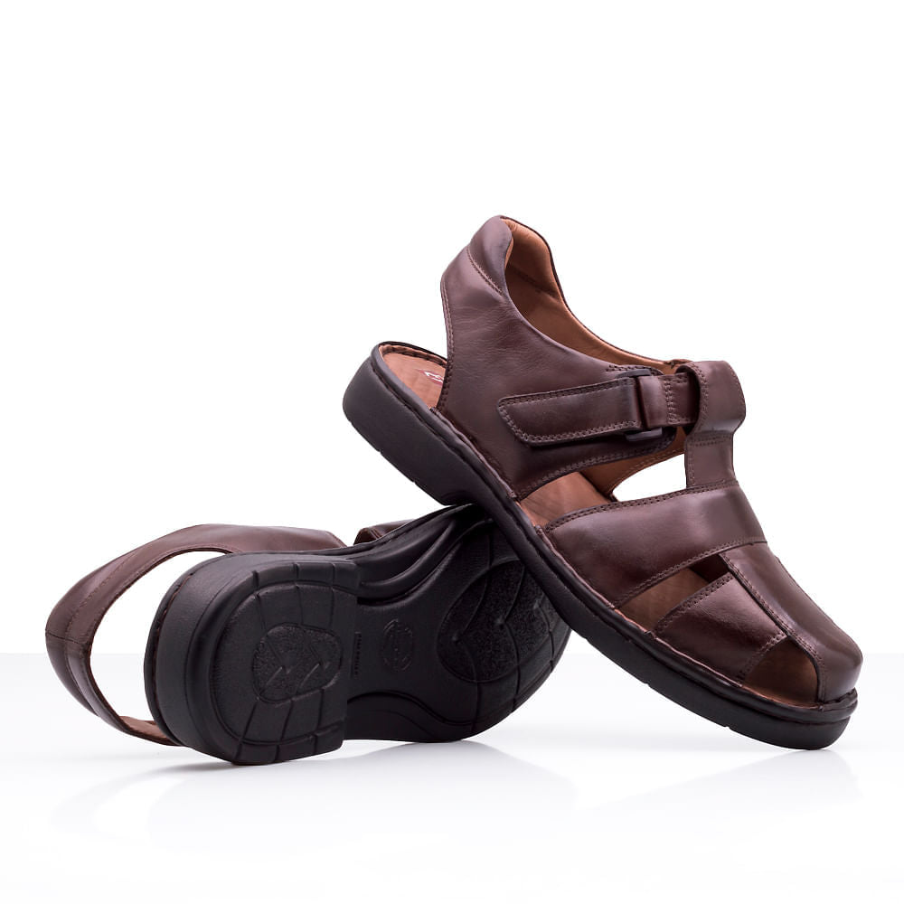 Sandália Masculina Fascar Lite Marrom Em Couro