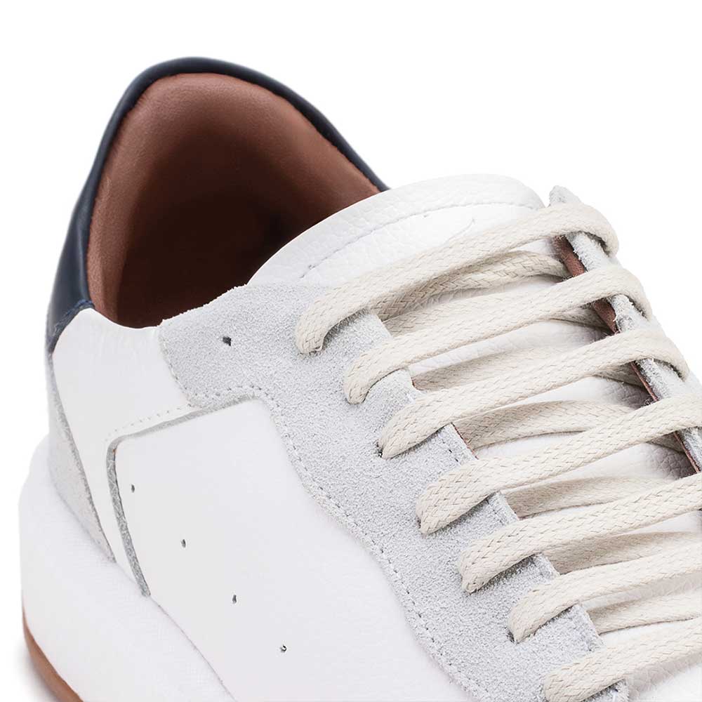 Tênis Masculino Casual Fascar Branco Em Couro