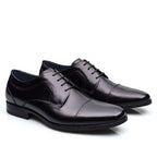 Sapato Masculino Social Fascar Derby Cap Toe Preto em Couro