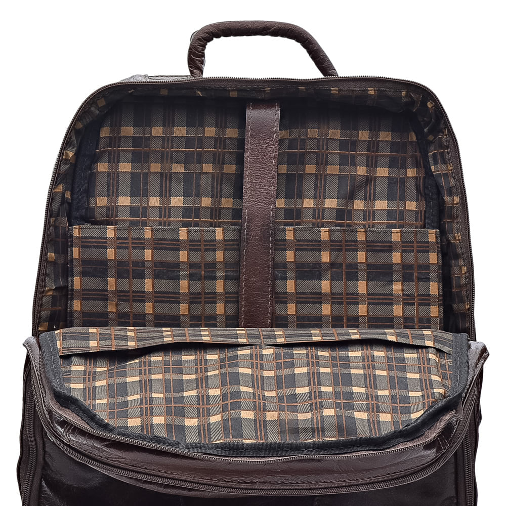 Mochila Masculina Executiva Fascar Marrom Em Couro