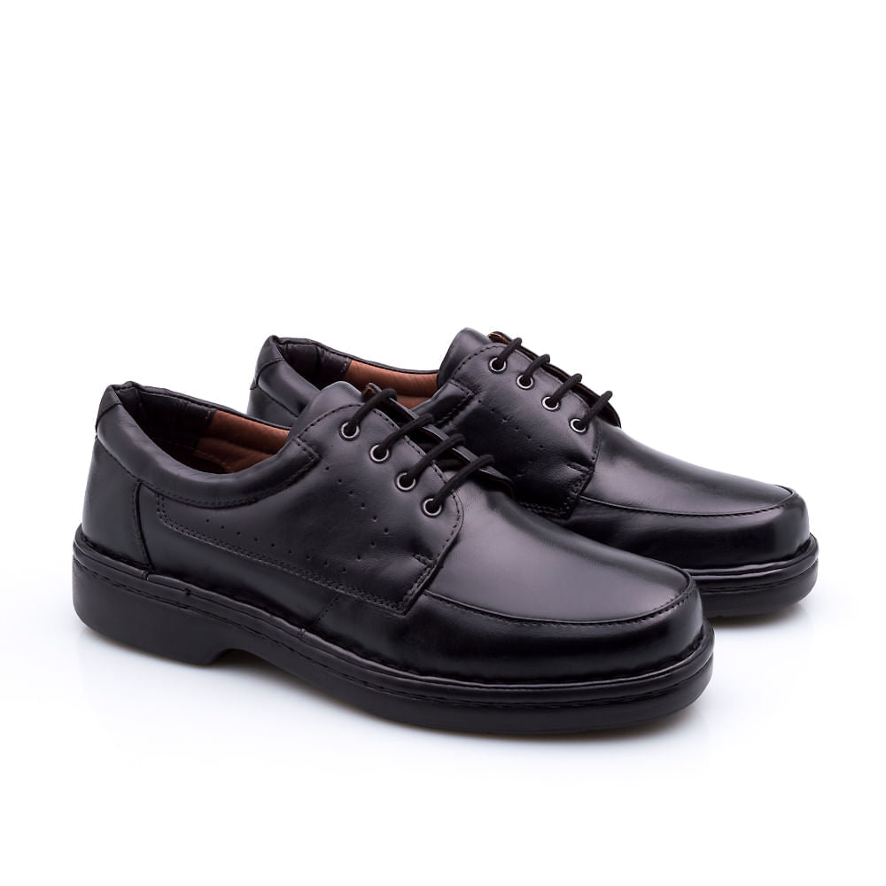 Sapato Masculino Social Fascar Lite Derby Preto Em Couro