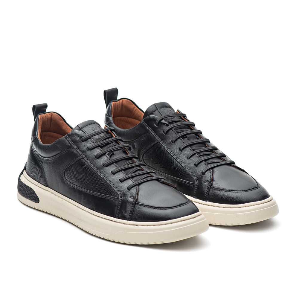 Sapatênis Masculino Casual Fascar Izi Preto Em Couro