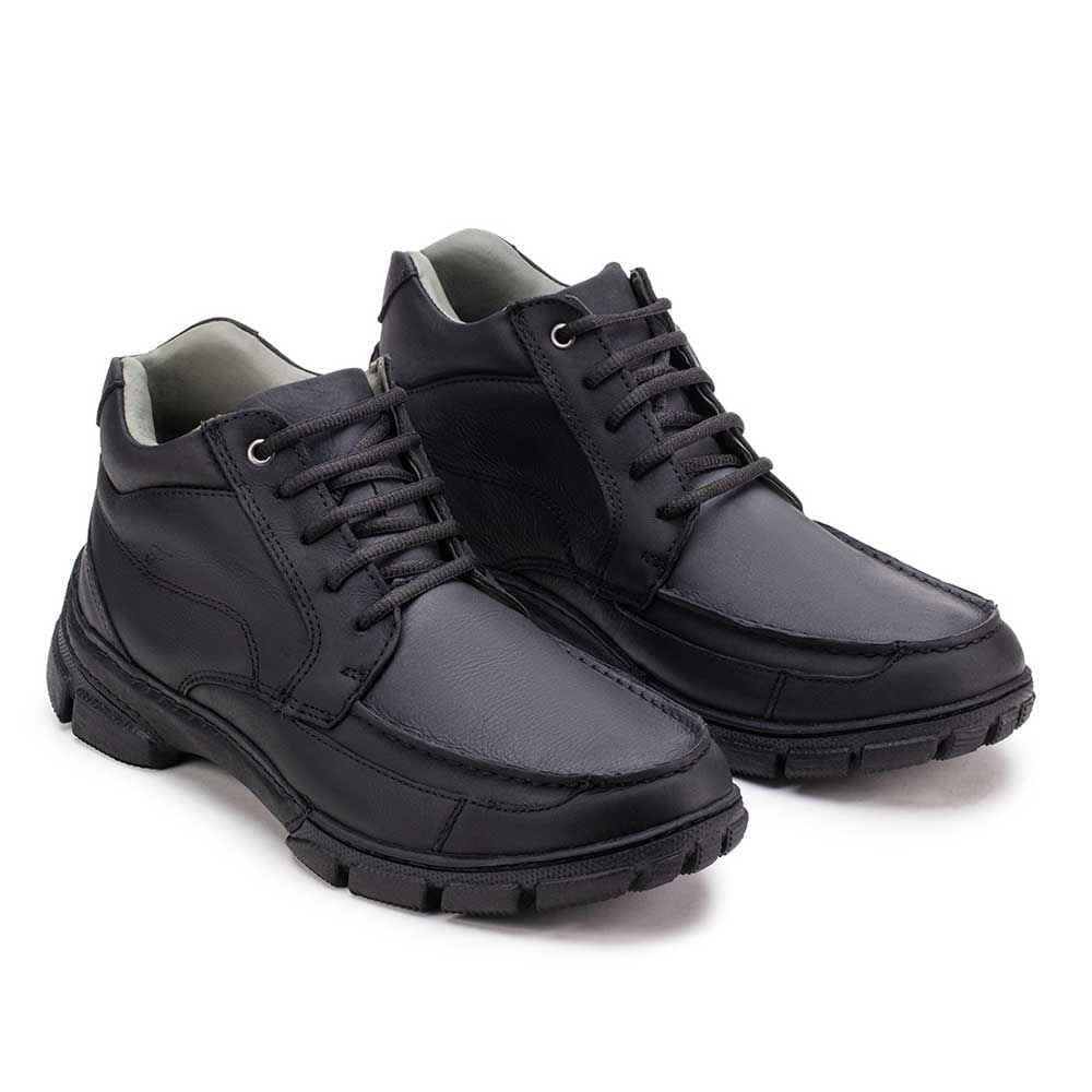Bota Masculina Casual Fascar Preta Em Couro